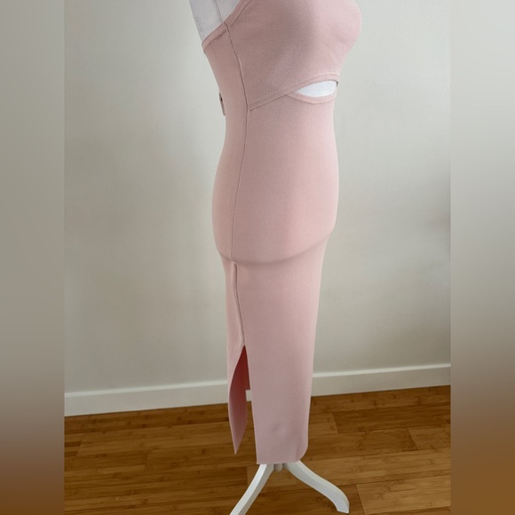 New! EXPRESS Body Contour Ribbed Midi Dress Pink Strapless XS - Picture 4 of 8